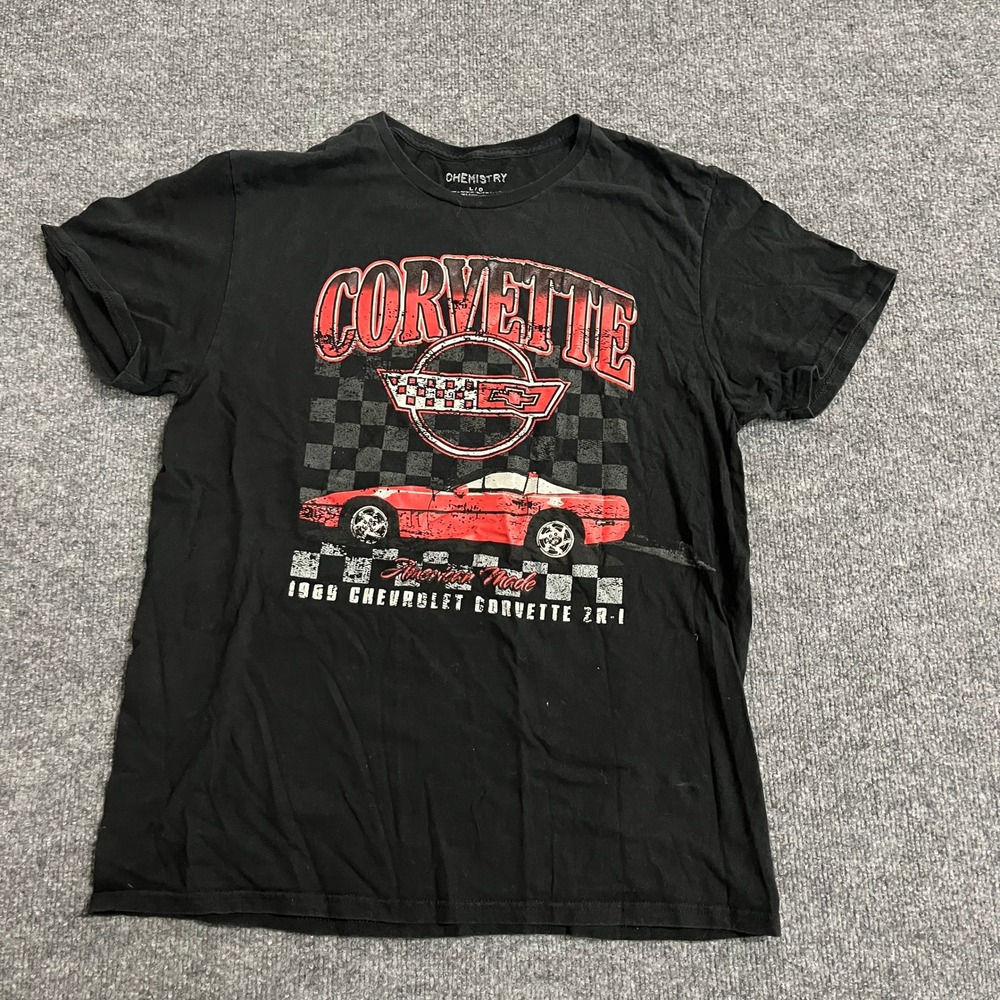 Chemistry T-Shirt Mens Size L Black Corvette 1989 ZR-1 Graphic Racing Cotton